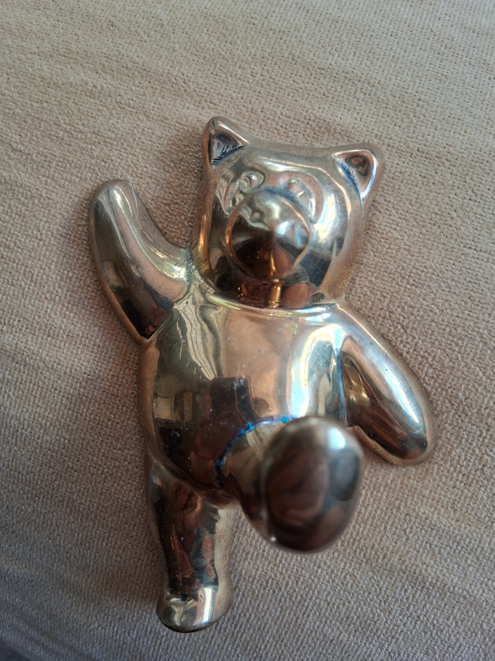 Brass Solid Bear Hanger Figurine Decorative Accent